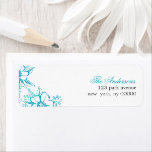 Etiqueta Casamento de Estilo de Letra Floral Turquesa