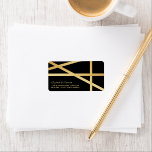 Etiqueta Casamento de Estilo Geométrico com Efeito de Folha