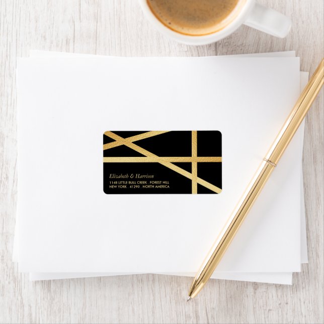 Etiqueta Casamento de Estilo Geométrico com Efeito de Folha (Insitu)