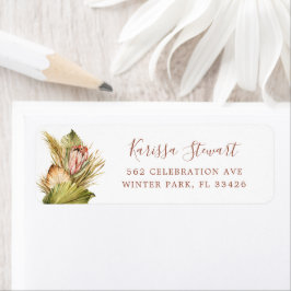 Etiqueta Casamento De Ferrugem De Botânica Seca Elegante Bo