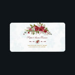 Etiqueta Casamento de Flocos de Neve com Poinsettia Vermelh<br><div class="desc">Design de cartão elegante com buquê de poinsettia vermelho e branco, divisor floral, belo guião de escrita manual e fontes especiais, tudo sobre um fundo de padrão de flocos de neve. Use a ferramenta Personalizar para adicionar suas informações e fazer alterações. Para ver os itens correspondentes, visite minha coleção Poinsettia...</div>