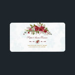 Etiqueta Casamento de Flocos de Neve com Poinsettia Vermelh<br><div class="desc">Design de cartão elegante com buquê de poinsettia vermelho e branco, divisor floral, belo guião de escrita manual e fontes especiais, tudo sobre um fundo de padrão de flocos de neve. Use a ferramenta Personalizar para adicionar suas informações e fazer alterações. Para ver os itens correspondentes, visite minha coleção Poinsettia...</div>