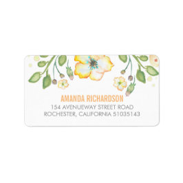 Etiqueta casamento de flor da água amarela