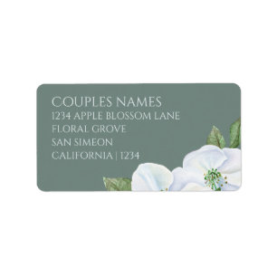 Etiqueta Casamento De Flor Verde E Branco Com Flor De Maç