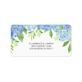 Etiqueta Casamento de Flores de Aquarela Azul Hydrangea