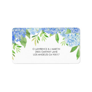 Etiqueta Casamento de Flores de Aquarela Azul Hydrangea