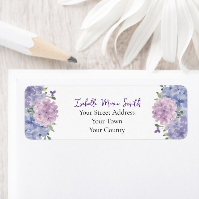 Etiqueta Casamento de Flores de Hydrangea Azul e Lilac (Insitu)