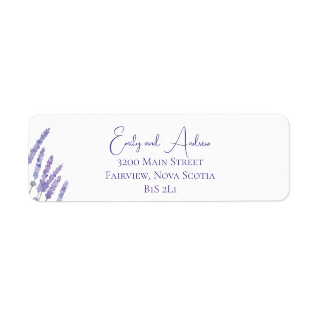 Etiqueta Casamento de Flores de Lavanda de Aquarela Minimal (Frente)