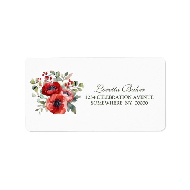 Etiqueta Casamento de Flores Vermelhas Poppy (Frente)