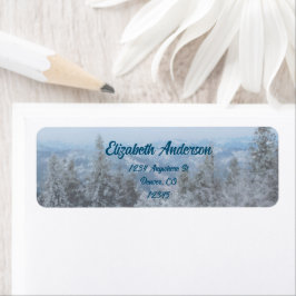 Etiqueta Casamento de Floresta de Montanha Snowy