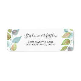 Etiqueta Casamento de Folhagem de Cores Aquáticas Modernas