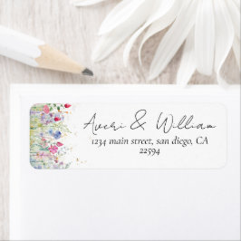 Etiqueta Casamento de Fotografias Modernas com Aquarelas de