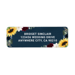 Etiqueta Casamento de Girassol e Marinho Azul Magnolia Borg