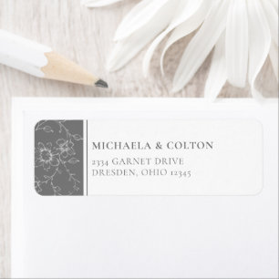 Etiqueta Casamento de Grinalda Floral Preta Cinza Vintage C