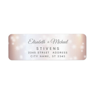 Etiqueta Casamento de guião de folha rosa macia minimalista