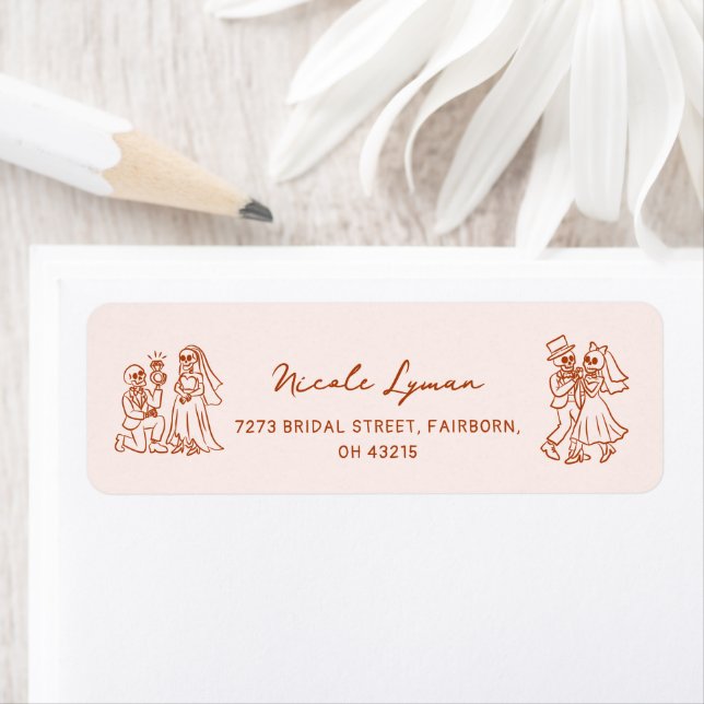 Etiqueta Casamento de Halloween Caprichoso Desenhado à Mão  (Insitu)