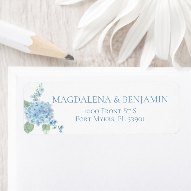 Etiqueta Casamento de Hydrangea Azul no Jardim Vitoriano El (Insitu)