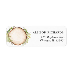 Etiqueta Casamento de madeira da fatia da floresta exterior