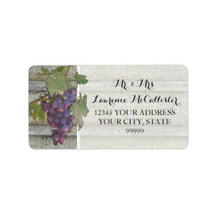 Etiqueta Casamento de madeira das uvas rústicas do vinho