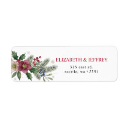 Etiqueta Casamento de Natal de Inverno Floral Botânico
