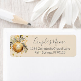 Etiqueta Casamento de Natal Dourado Beige