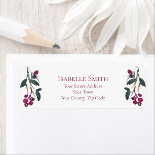 Etiqueta Casamento de Natal Elegante Burgundy Berries