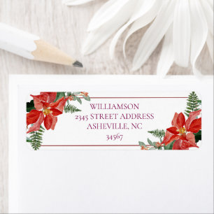 Etiqueta Casamento de Natal Vermelho Poinsettia de Inverno