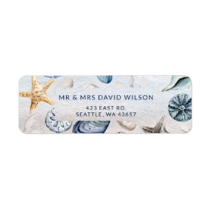 Etiqueta Casamento de Praia Rustic Seashells Ocean Sea Summ