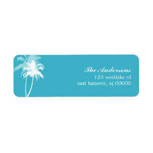 Etiqueta Casamento de praia tropical das palmeiras