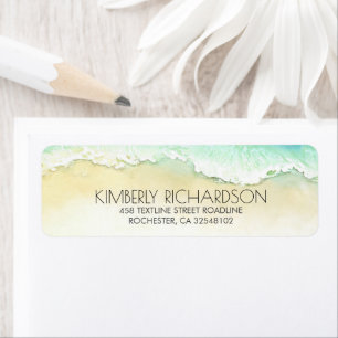 Etiqueta Casamento de Praia Tropical de Ondas Marítimas