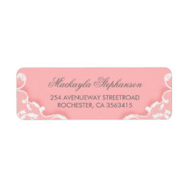 Etiqueta Casamento de rendas rosa e branco