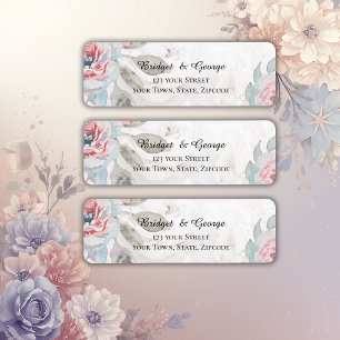 Etiqueta Casamento de rosa de flor silvestre de aquarela fl