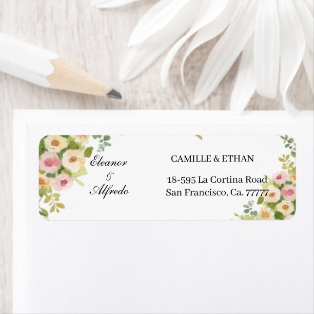 Etiqueta Casamento de Rosa em Aquarela  (Insitu)