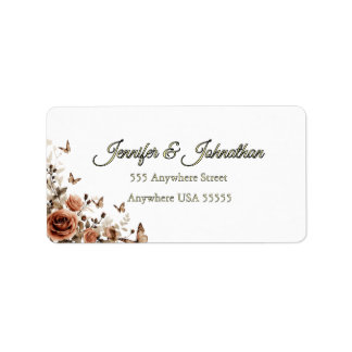 Etiqueta Casamento de Rosas Antigas & Borboletas