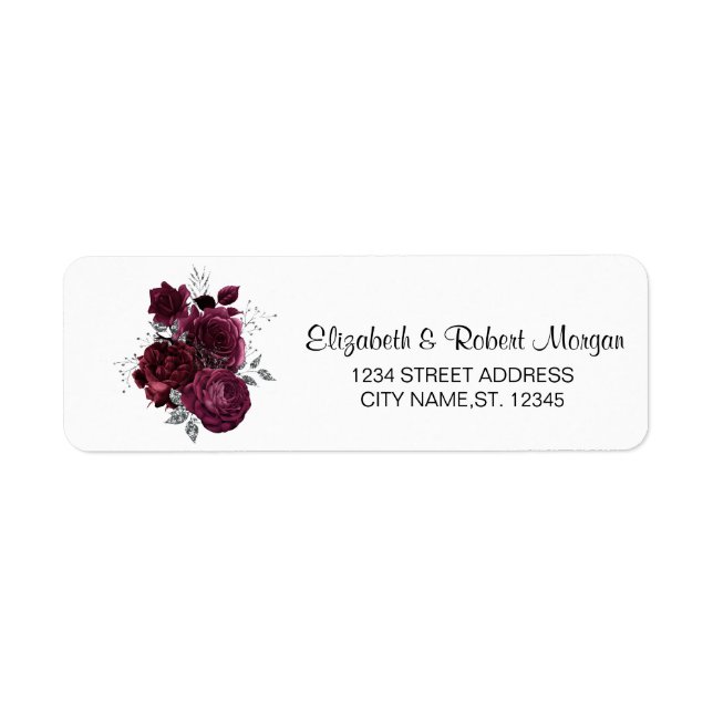 Etiqueta Casamento de Rosas Borgonha (Frente)
