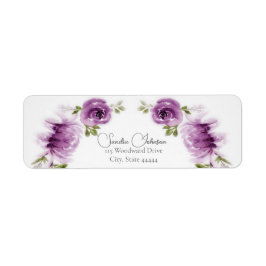 Etiqueta Casamento de Rosas e Peônias Fuchsia em Aquarela