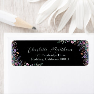 Etiqueta Casamento de Script Floral de Flor de Flor Selvage