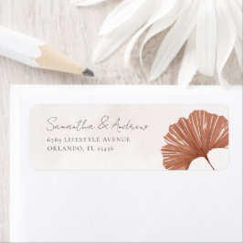 Etiqueta Casamento de Terracota Botânico Ginkgo