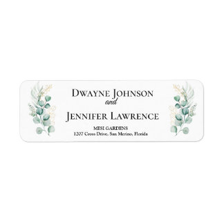 Etiqueta Casamento de Verão com Verde Folhagem de Eucalipto