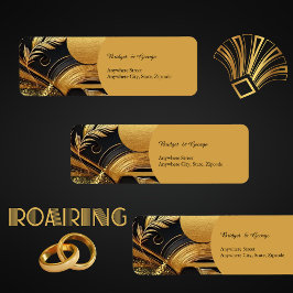 Etiqueta casamento do 1920 de ouro negro vintage