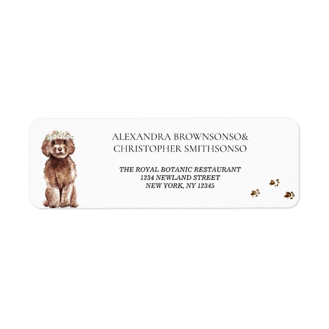 Etiqueta Casamento do Cachorro Brown Cavapoo (Frente)