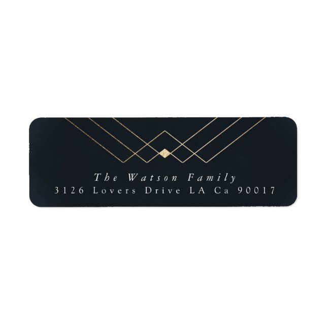 Etiqueta Casamento Dourado com Elegance Diamond Geo Deco (Frente)