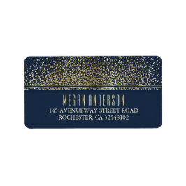 Etiqueta Casamento Dourado com Marinho de Vintage Glitter