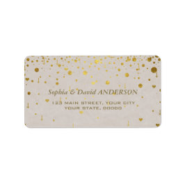 Etiqueta Casamento Dourado de Confetti com Couro Branco Ele