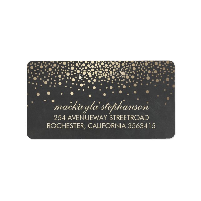 Etiqueta Casamento Dourado de Confetti e Vagalumes (Frente)