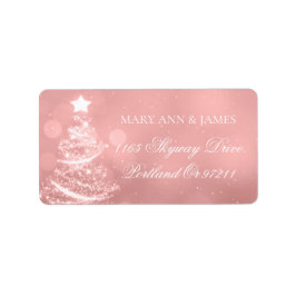 Etiqueta Casamento Dourado de Natal Elegante Rosa