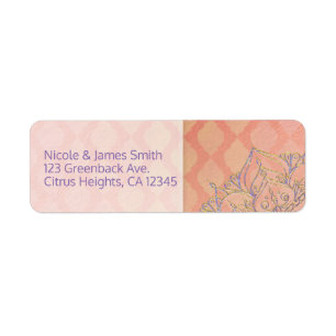 Etiqueta Casamento Dourado do Glam Indiano de Coral Lavanda