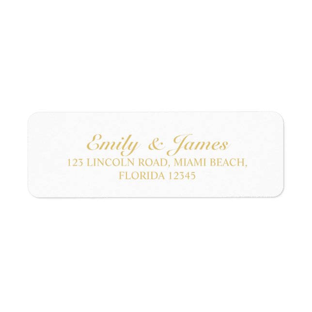 Etiqueta Casamento Dourado e Branco Elegante (Frente)
