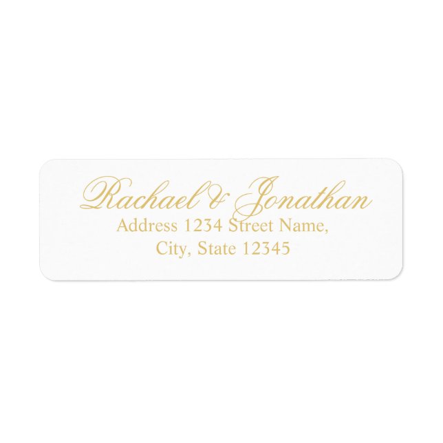 Etiqueta Casamento Dourado e Branco Elegante (Frente)