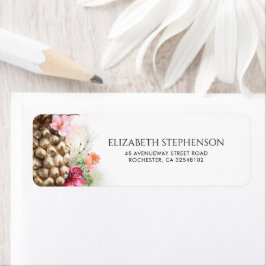 Etiqueta Casamento Dourado Pineapple Beach, cor-de-rosa